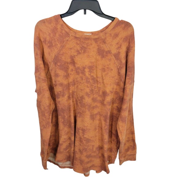LuLaRoe Other - LuLaRoe Erin Orange Tie Dye Waffle Knit Thermal Raglan Sleeve Top Men's Size XL
